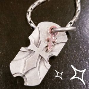 Silver shield with cross necklace